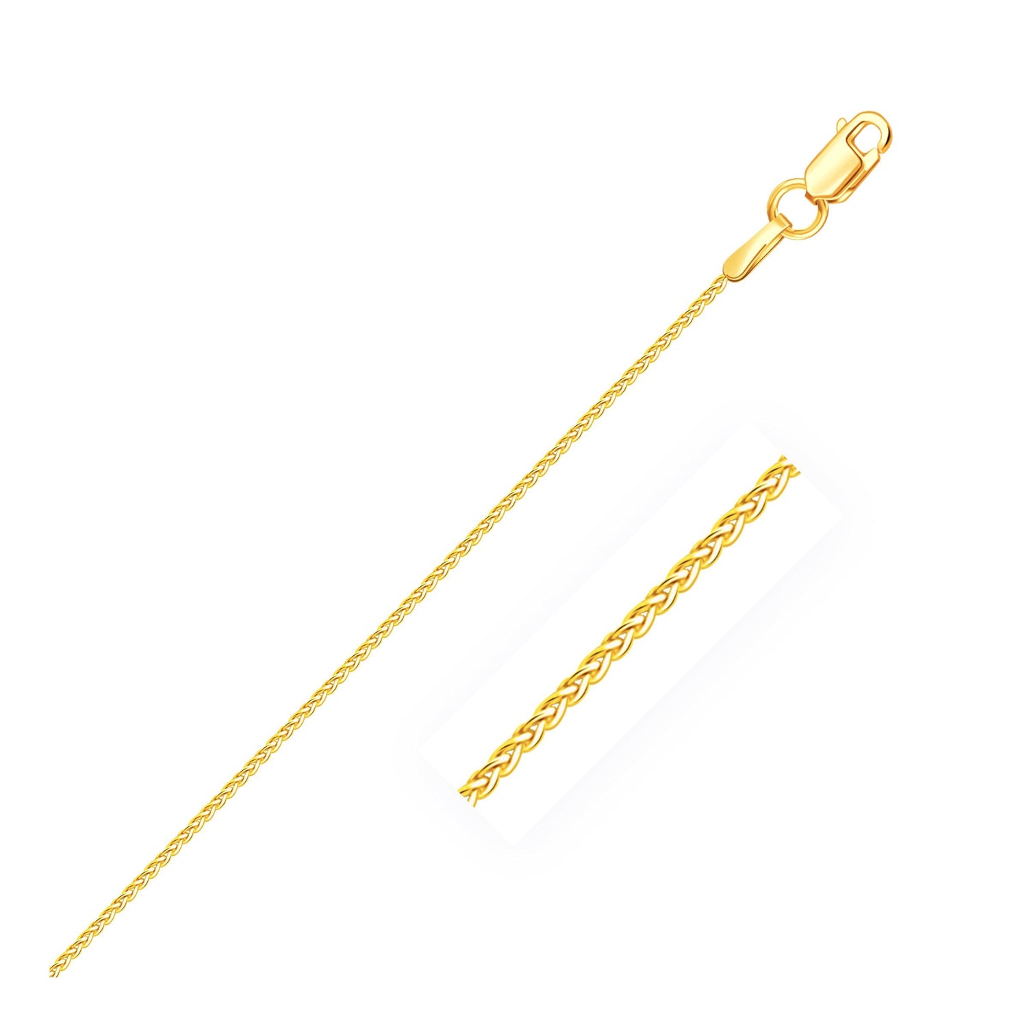 14k Yellow Gold Round Wheat Chain 1.0mm - necklaces