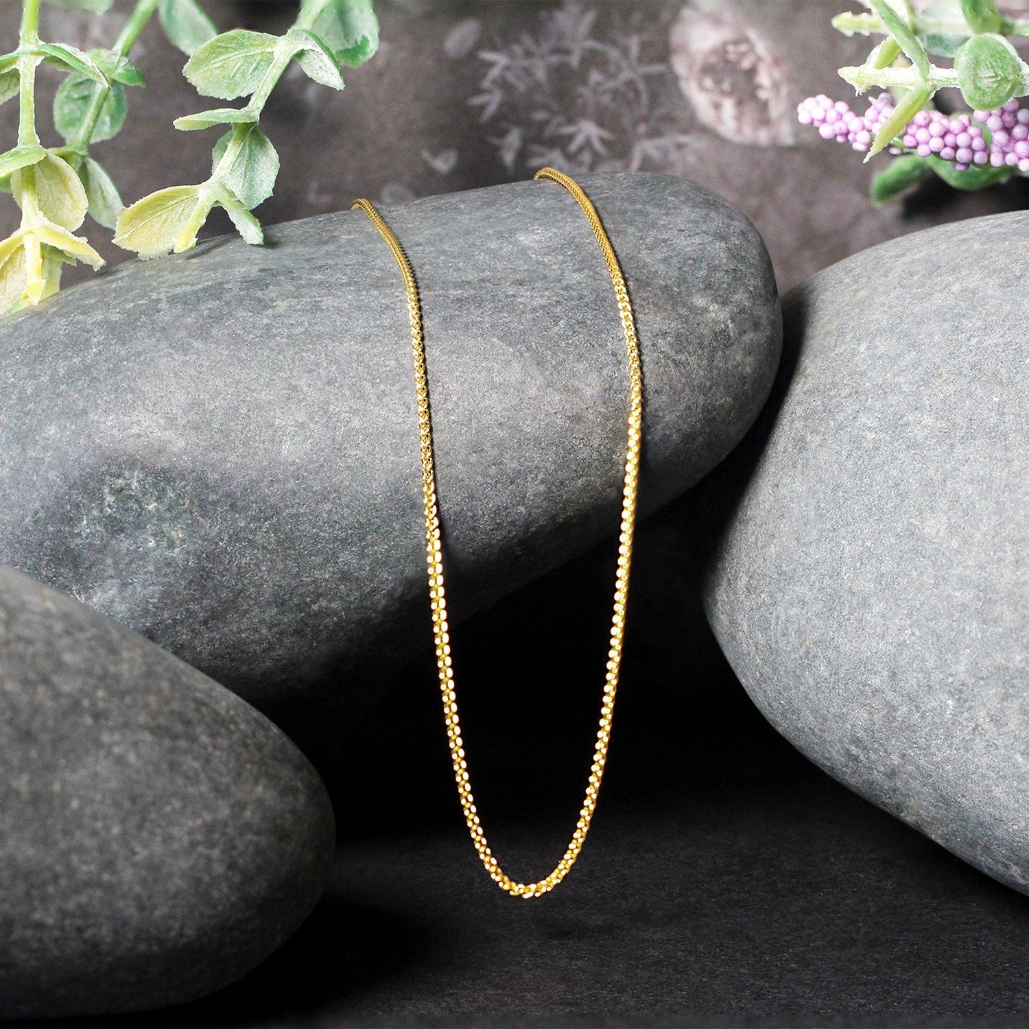 14k Yellow Gold Round Wheat Chain 1.0mm by Bids.com