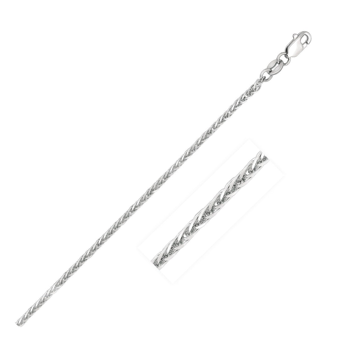 14k White Gold Square Wheat Chain (1.80 mm) 
