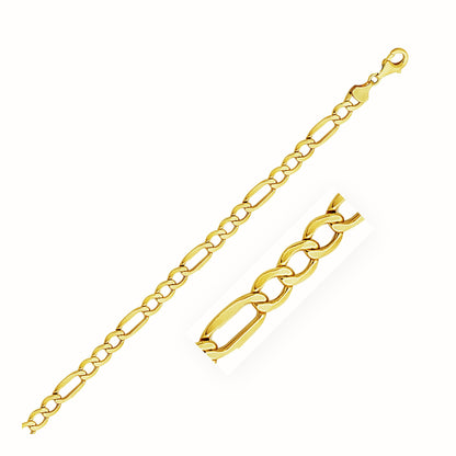 6.5mm 10k Yellow Gold Lite Figaro Chain  DestGlow