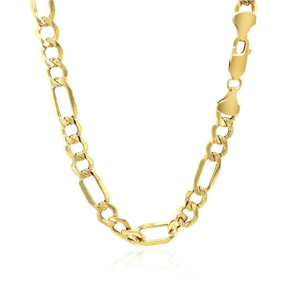 6.5mm 10k Yellow Gold Lite Figaro Chain  DestGlow