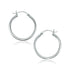 14k White Gold Polished Hoop Earrings (2x25mm) - earrings