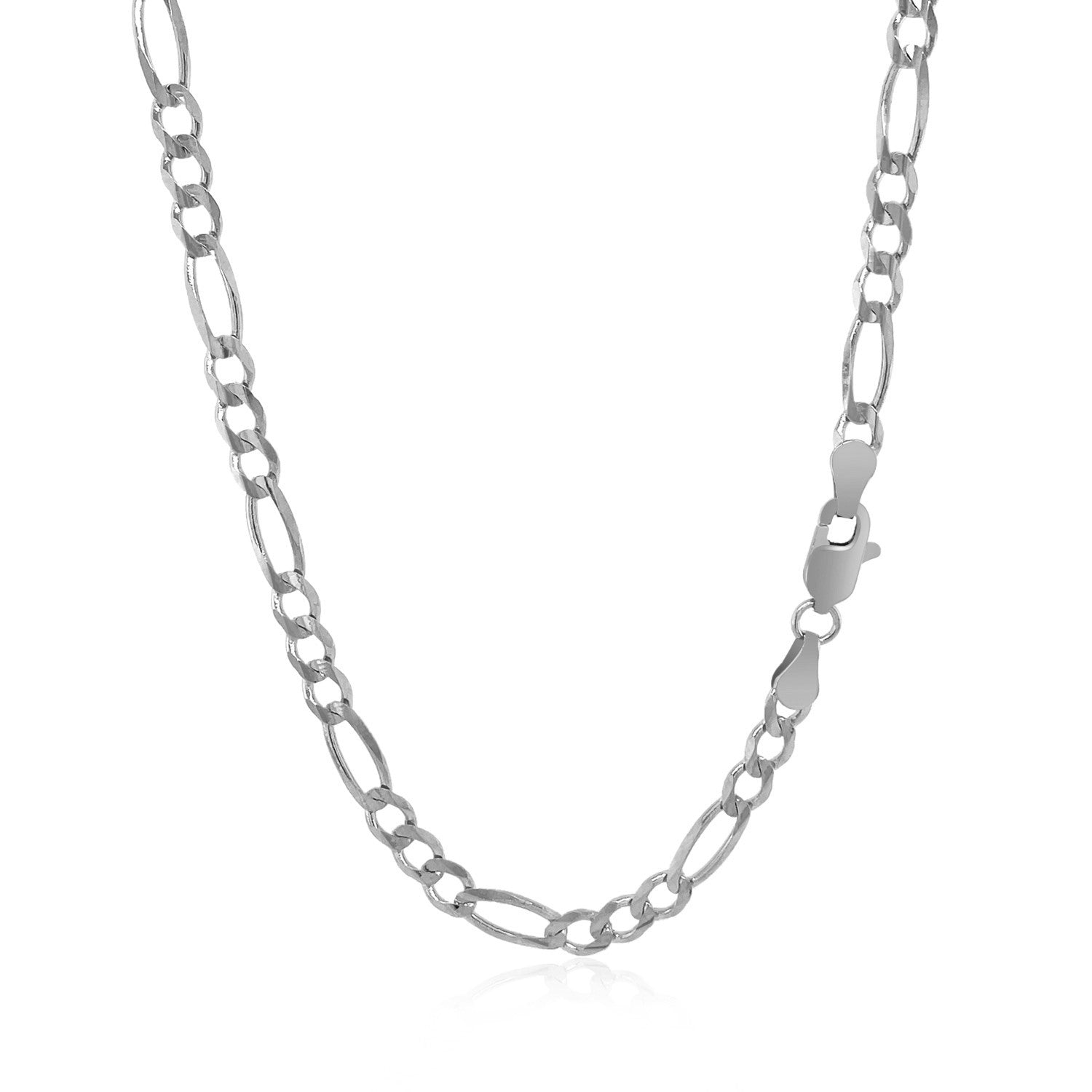 3.8mm 14k White Gold Solid Figaro Chain by Bids.com