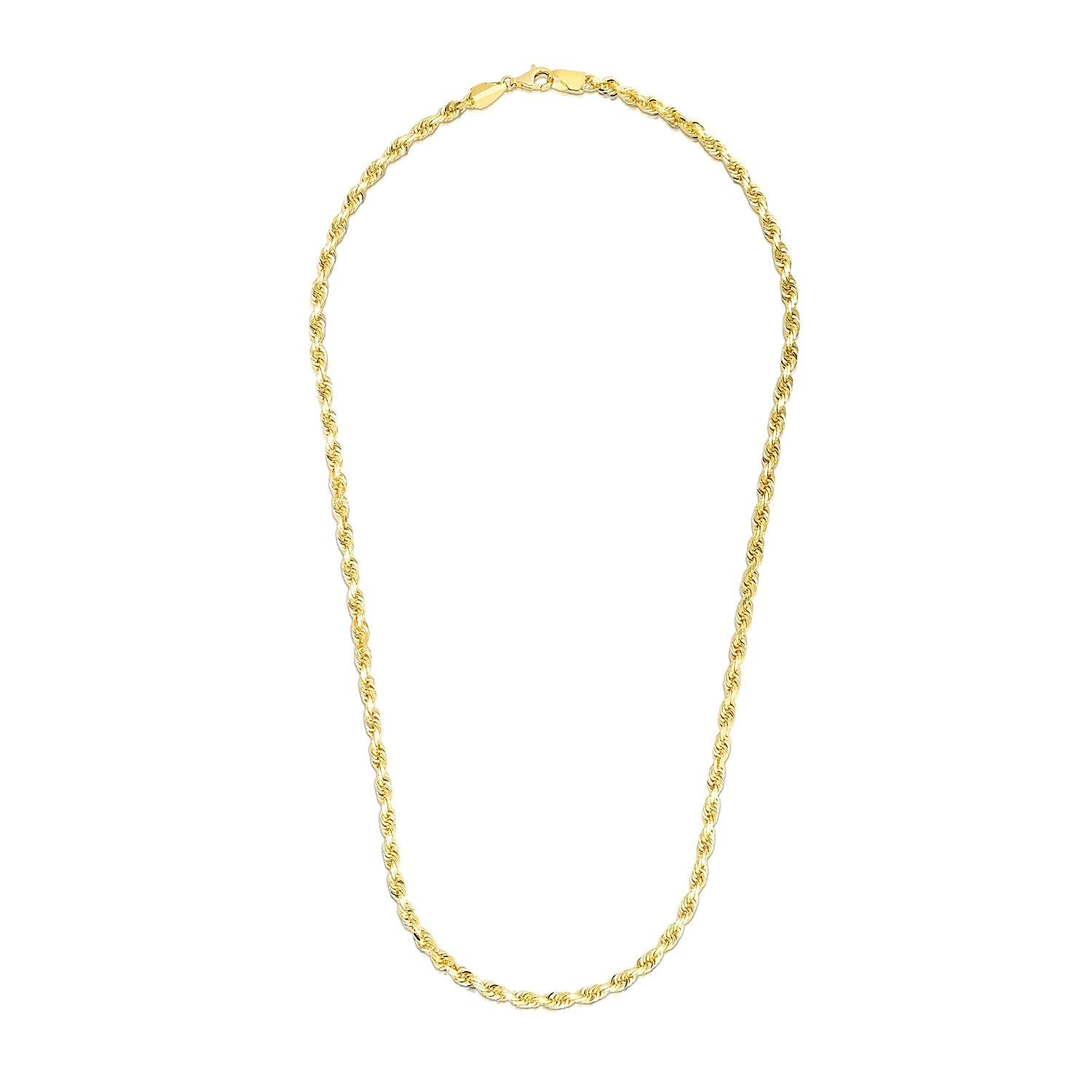 3.5mm 14k Yellow Gold Solid Diamond Cut Rope Chain by Bids.com