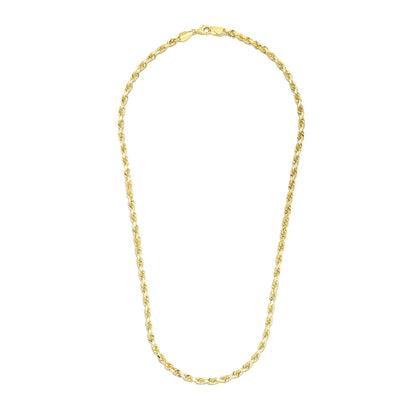 3.5mm 14k Yellow Gold Solid Diamond Cut Rope Chain by Bids.com