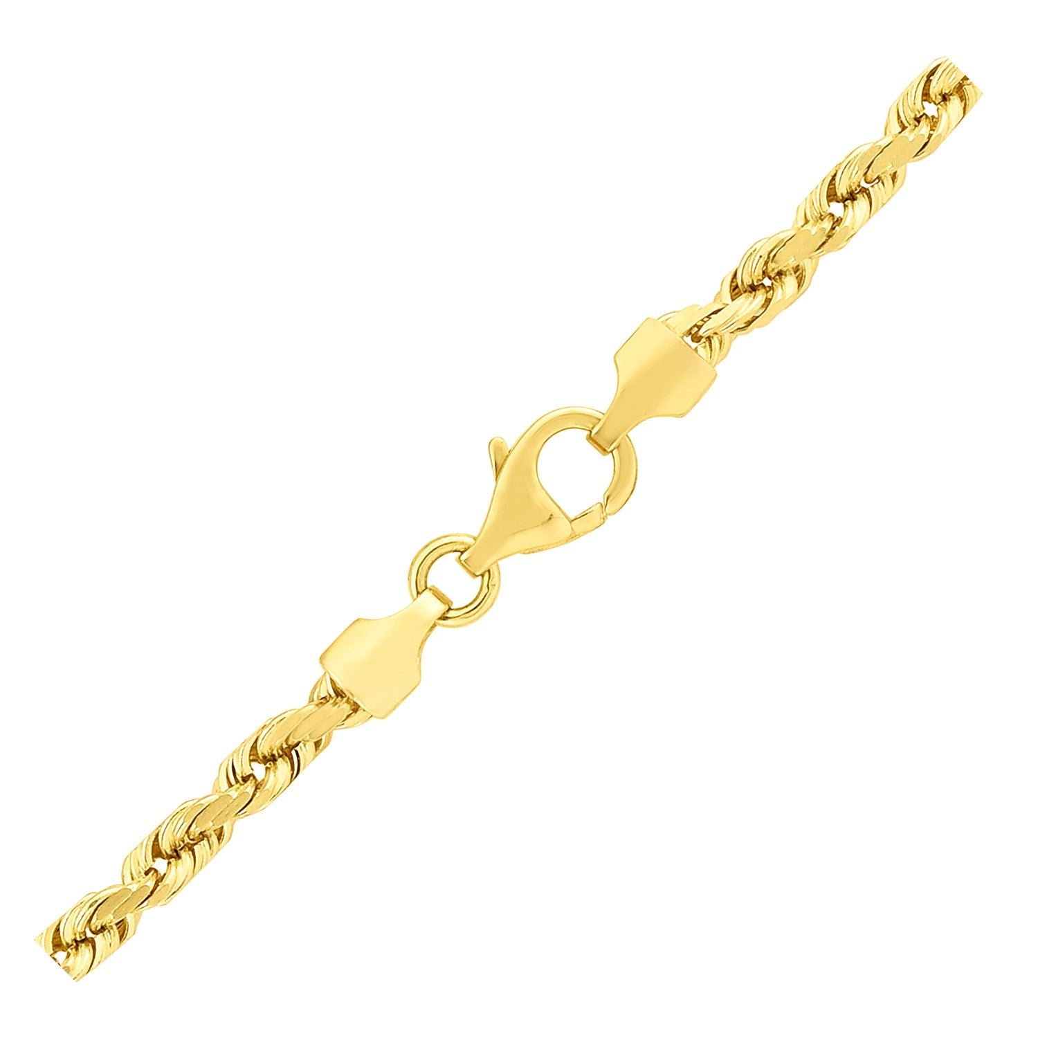 3.5mm 14k Yellow Gold Solid Diamond Cut Rope Chain by Bids.com