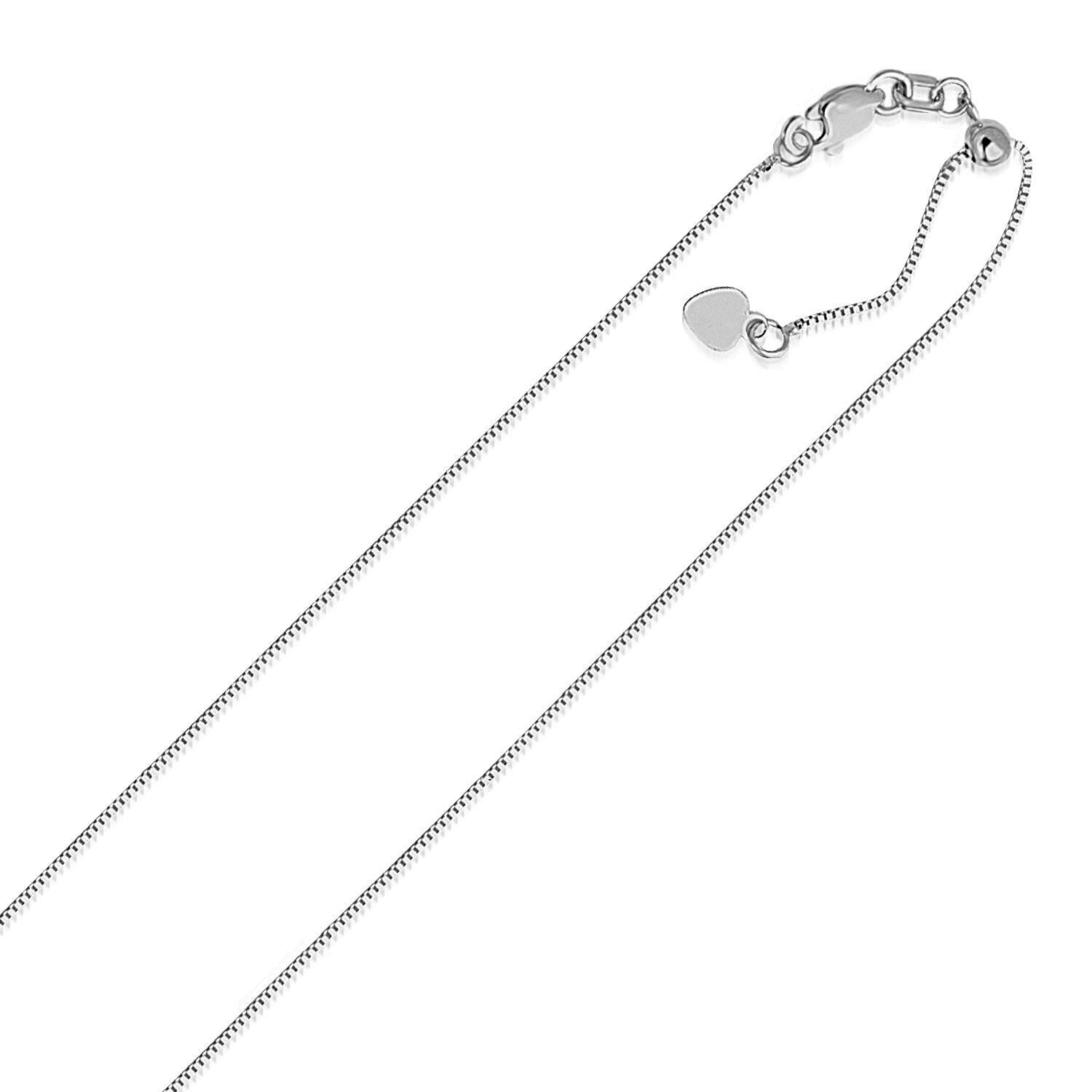 14k White Gold Adjustable Box Chain 0.7mm - necklaces