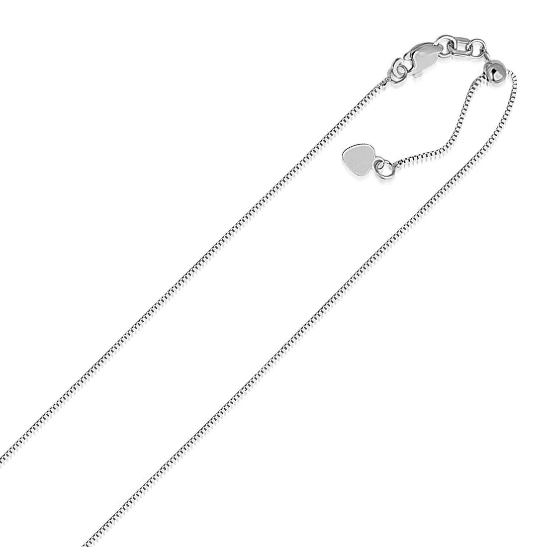 14k White Gold Adjustable Box Chain (0.70 mm) by Avera Group