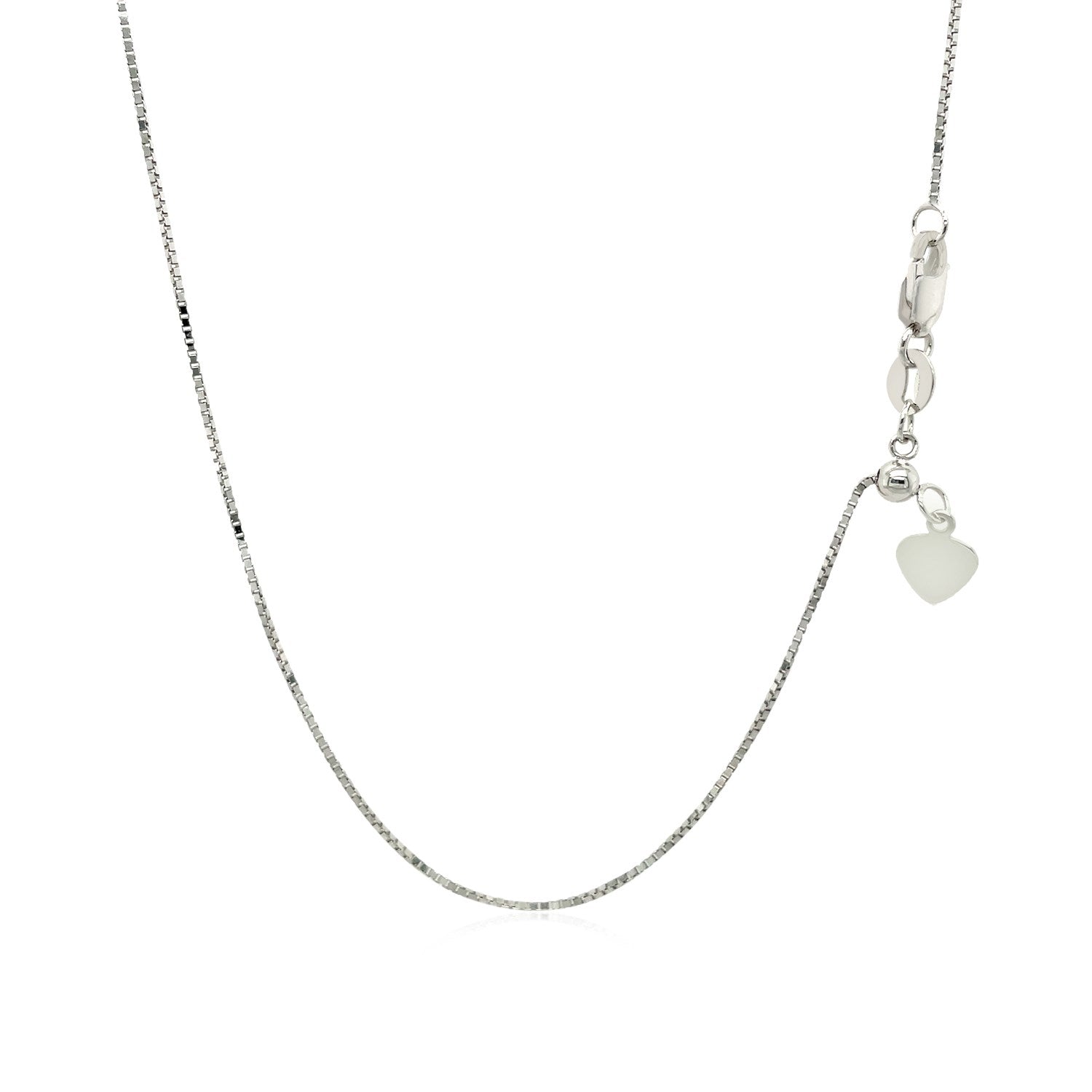 14k White Gold Adjustable Box Chain (0.70 mm) - DestGlow