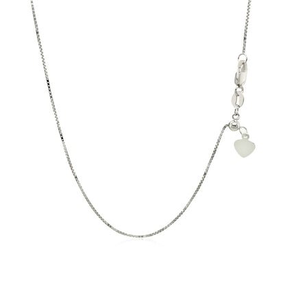 14k White Gold Adjustable Box Chain (0.70 mm) - DestGlow