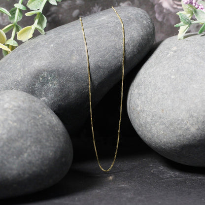 18k Yellow Gold Box Chain 0.6mm (0.60 mm)  DestGlow