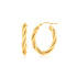 14k Yellow Gold Twisted Tube Oval Hoop Earrings - DestGlow