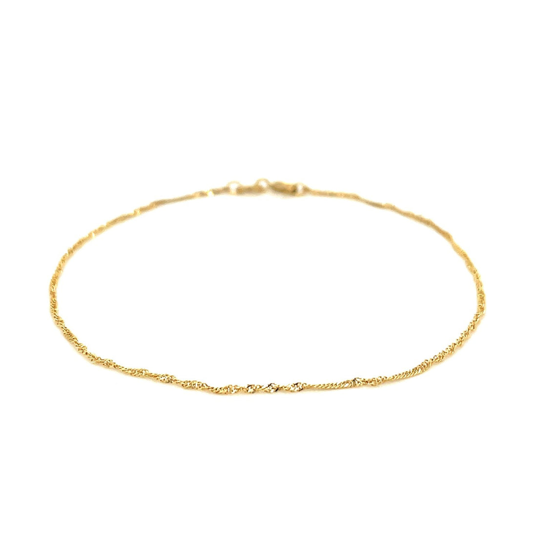 14k Yellow Gold Singapore Bracelet 1.0mm - DestGlow