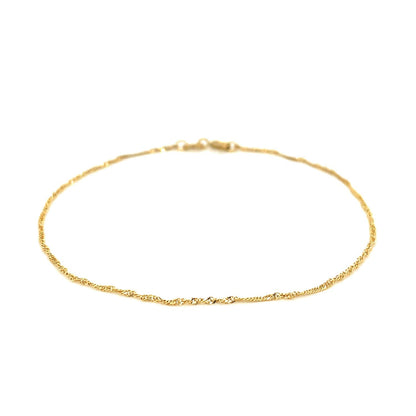 14k Yellow Gold Singapore Bracelet 1.0mm - DestGlow