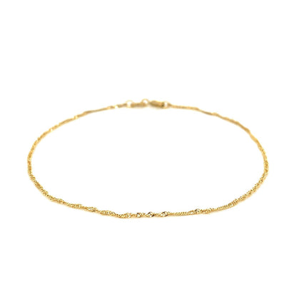 14k Yellow Gold Singapore Bracelet 1.0mm  DestGlow