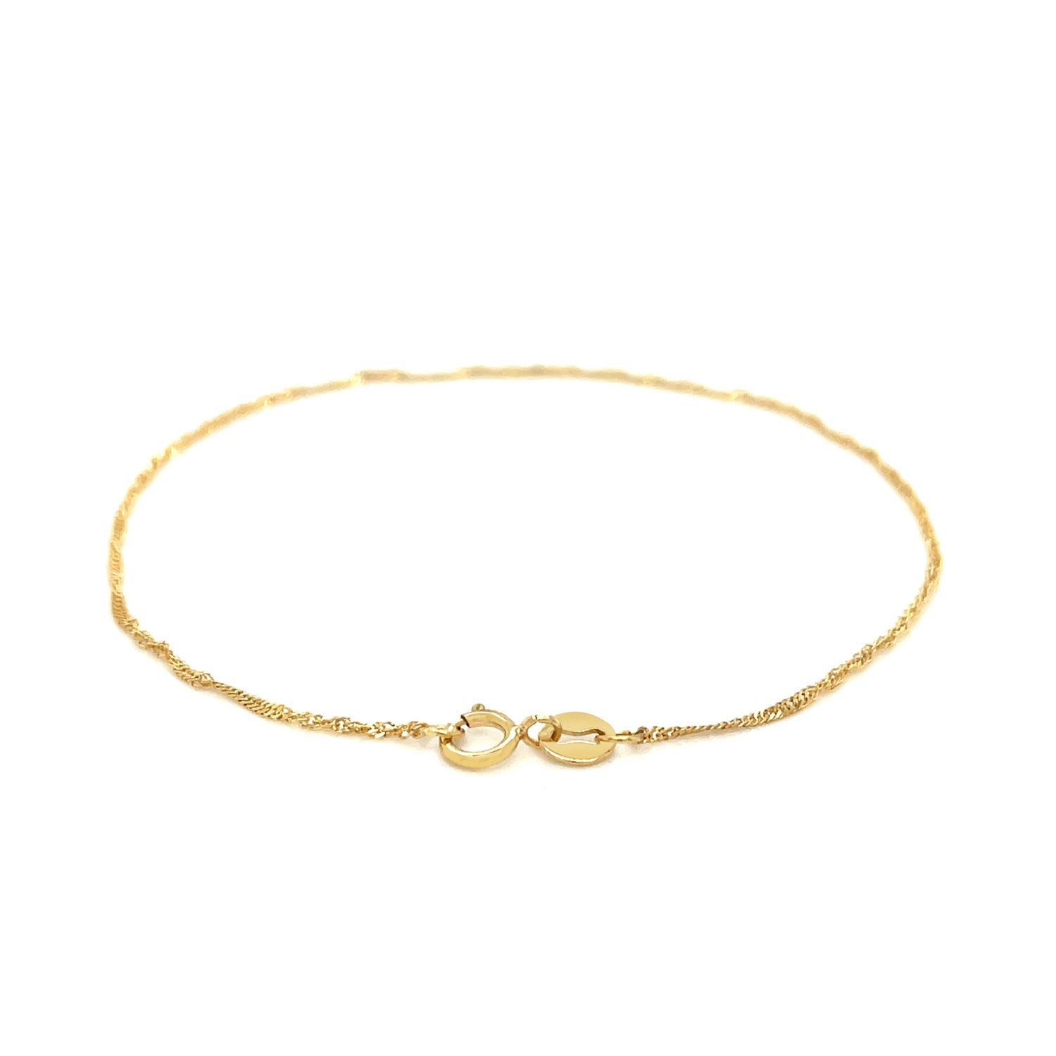 14k Yellow Gold Singapore Bracelet 1.0mm - DestGlow