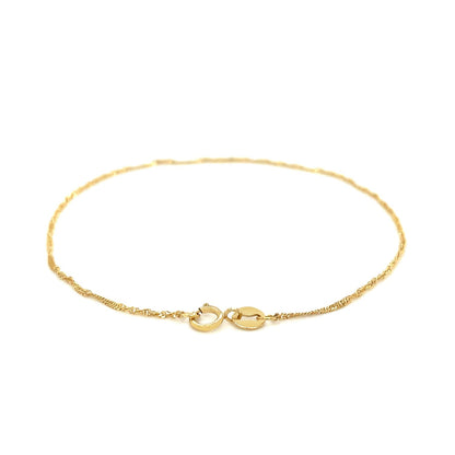14k Yellow Gold Singapore Bracelet 1.0mm - DestGlow