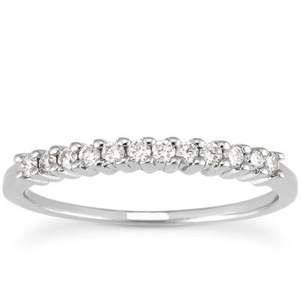14k White Gold Raised Shared Prong Diamond Wedding Ring Band by Bids.com