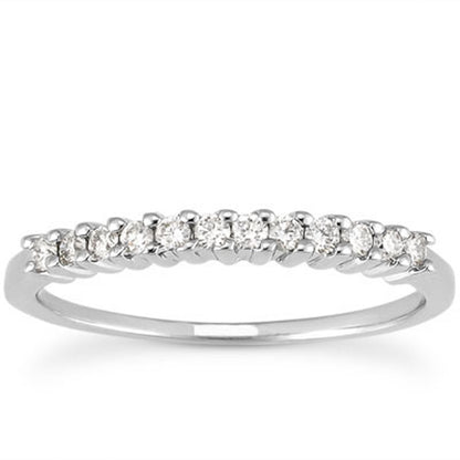 14k White Gold Raised Shared Prong Diamond Wedding Ring Band by Bids.com