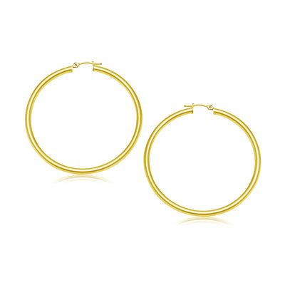 14k Yellow Gold Polished Hoop Earrings 30 mm - earrings