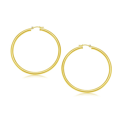 14k Yellow Gold Polished Hoop Earrings (3x30mm) 