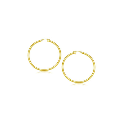 14k Yellow Gold Polished Hoop Earrings (3x15mm) - earrings