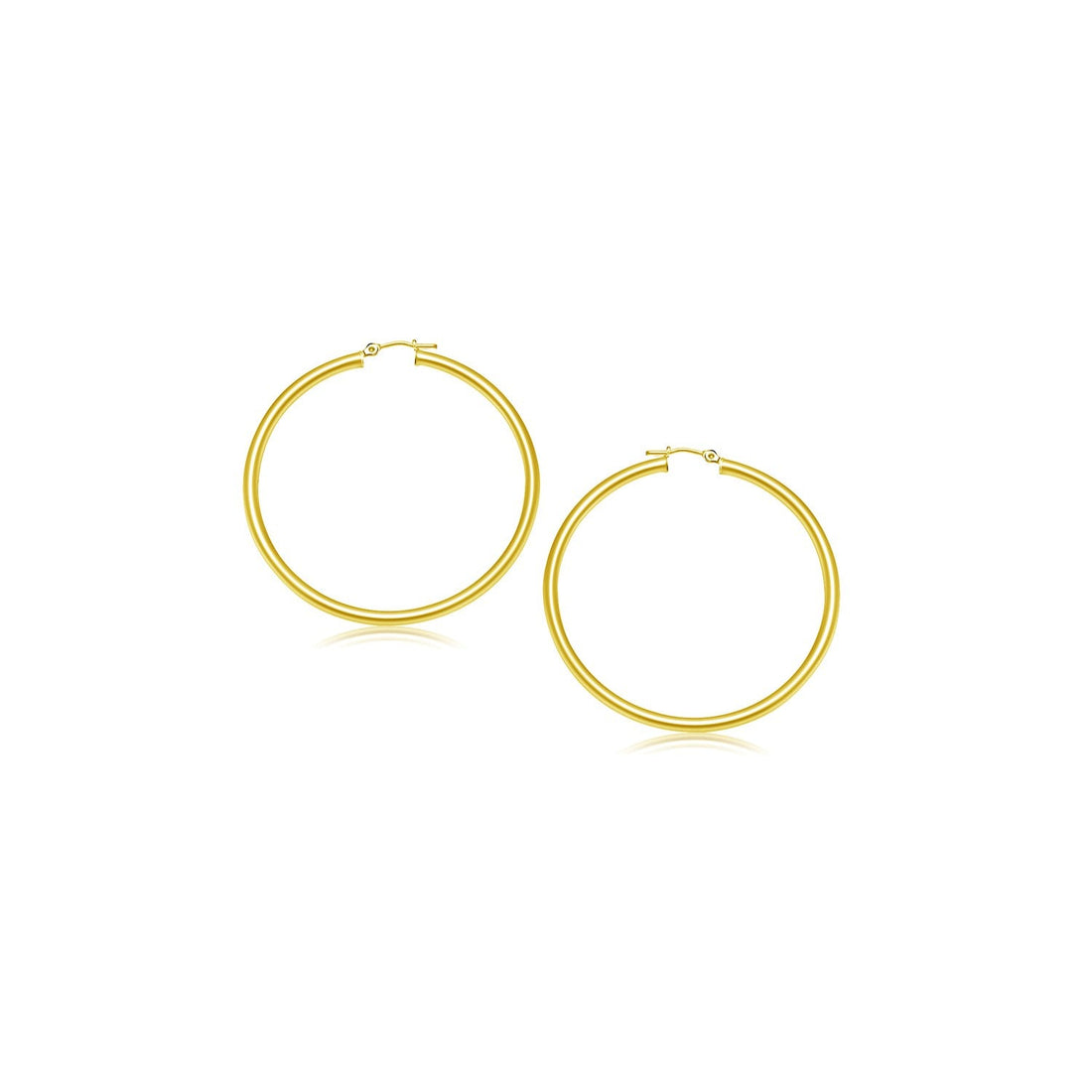 14k Yellow Gold Polished Hoop Earrings (15 mm) - earrings
