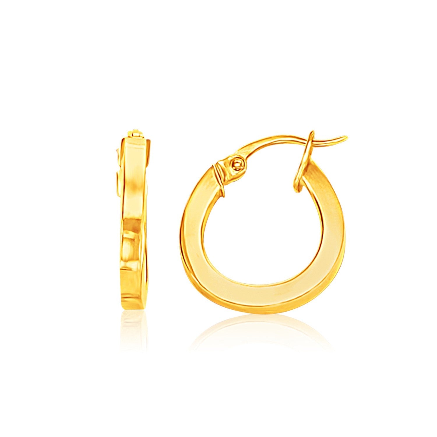 14k Yellow Gold Flat Side Small Hoop Earrings - earrings