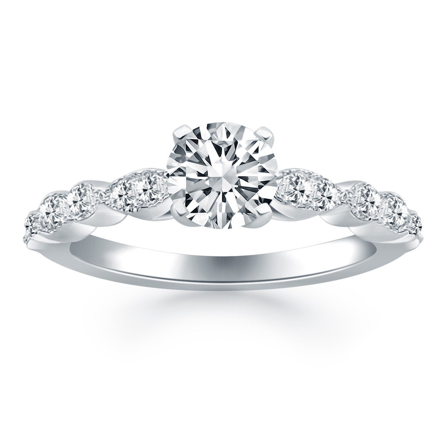 14k White Gold Fancy Shaped Diamond Engagement Ring by Bids.com