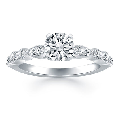 14k White Gold Fancy Shaped Diamond Engagement Ring by Bids.com