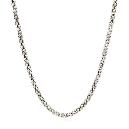Rhodium Plated 2.5mm Sterling Silver Popcorn Style Chain (2.50 mm) - DestGlow