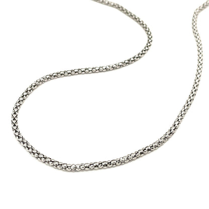 Rhodium Plated 2.5mm Sterling Silver Popcorn Style Chain (2.50 mm) - DestGlow