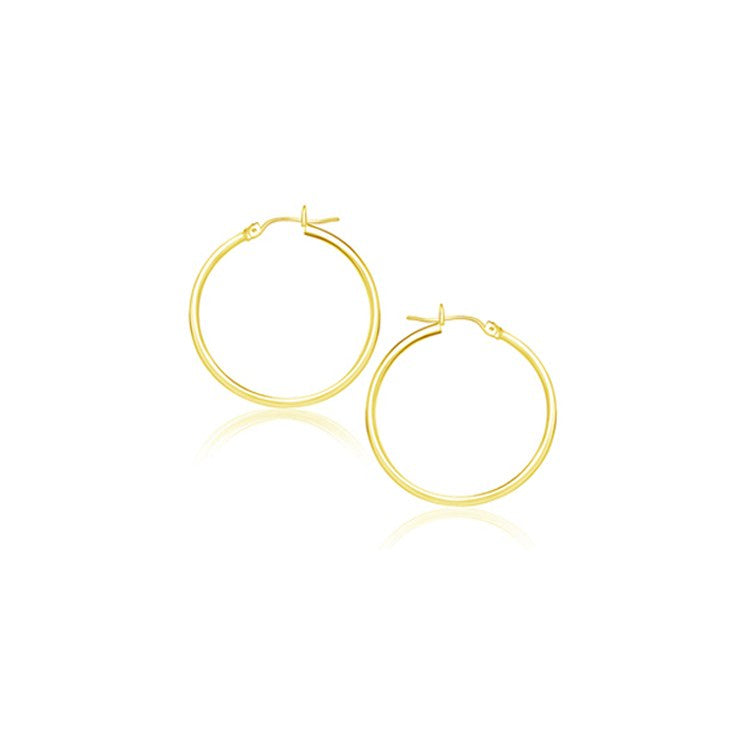 14k Yellow Gold Polished Hoop Earrings (20 mm) - earrings