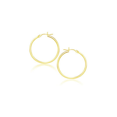 14k Yellow Gold Polished Hoop Earrings (20 mm) - earrings