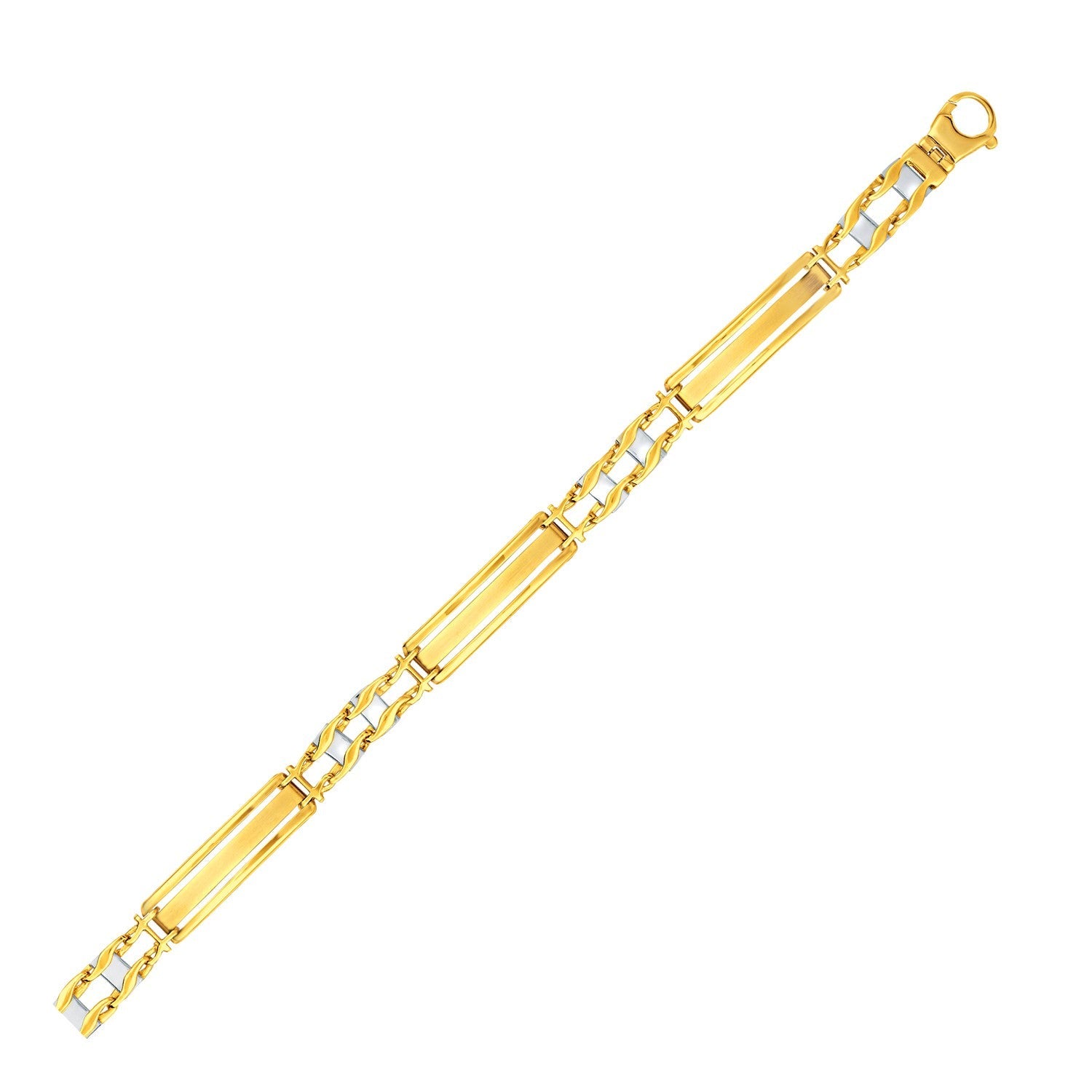 14k Two-Tone Gold Fancy Bar Style Men&