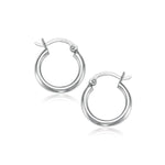 14k White Gold Polished Hoop Earrings (2x15mm) - earrings