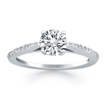 14k White Gold Micro Prong Diamond Cathedral Engagement Ring by Bids.com