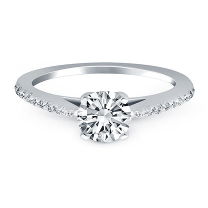 14k White Gold Micro Prong Diamond Cathedral Engagement Ring by Bids.com