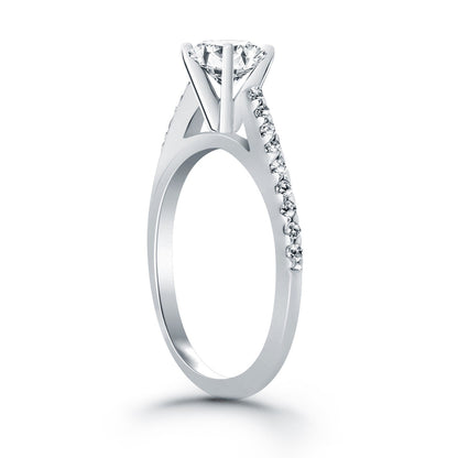 14k White Gold Micro Prong Diamond Cathedral Engagement Ring by Bids.com