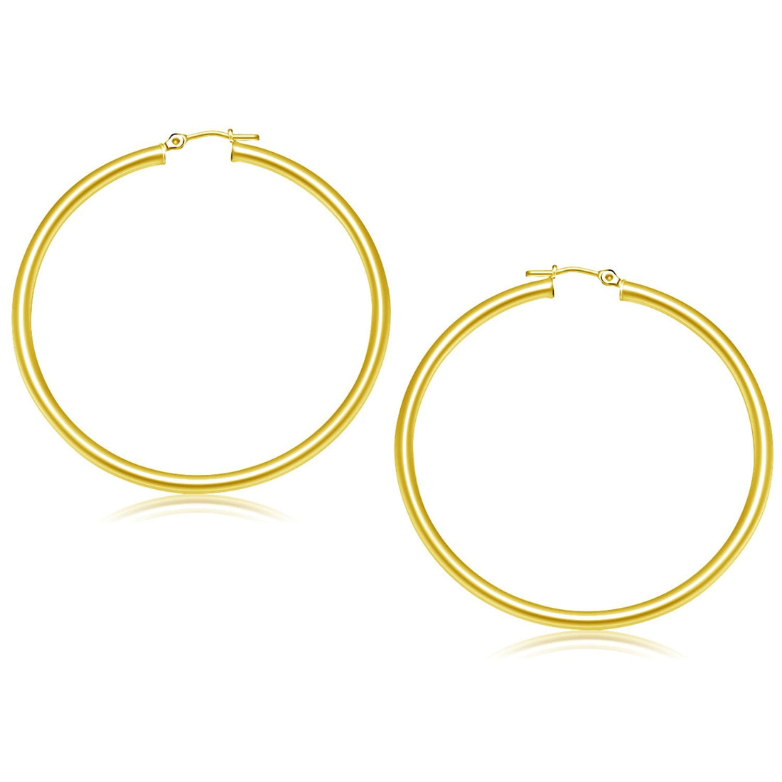 14k Yellow Gold Polished Hoop Earrings (3x50mm) - earrings