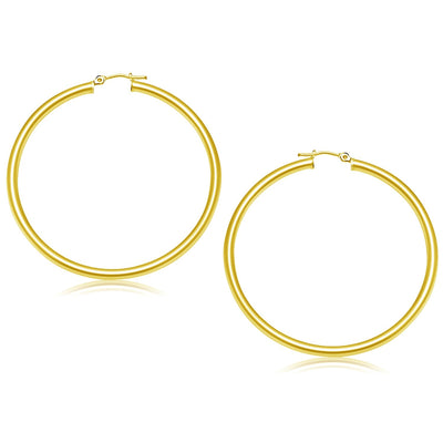 14k Yellow Gold Polished Hoop Earrings (3x50mm) - earrings
