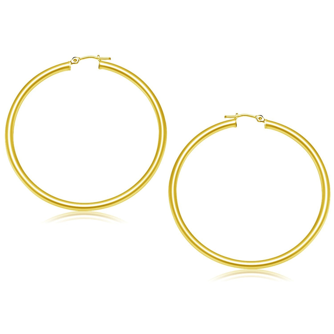 14k Yellow Gold Polished Hoop Earrings (3x50mm) 