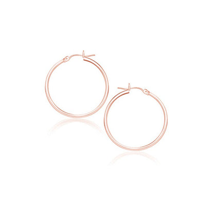 14k Rose Gold Polished Hoop Earrings (25 mm)  DestGlow
