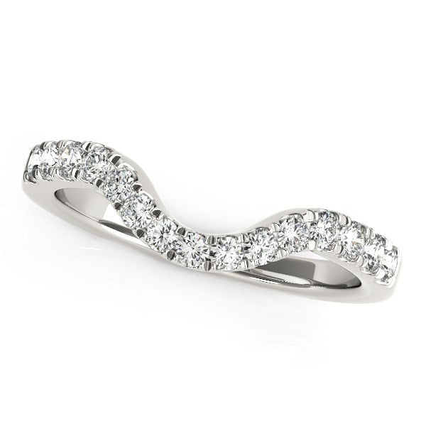 14k White Gold Curved Style Wedding Ring with Diamonds (1/3 cttw) by Bids.com