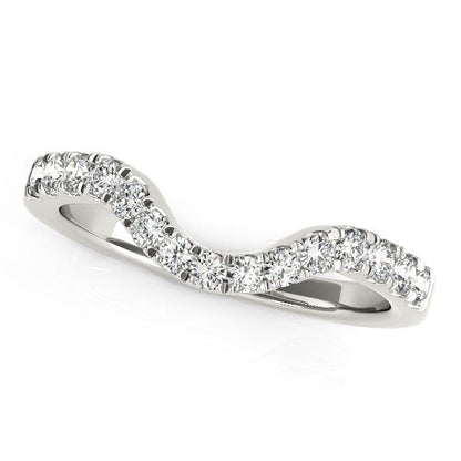 14k White Gold Curved Style Wedding Ring with Diamonds (1/3 cttw) by Bids.com