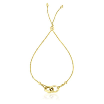 14k Yellow Gold Entwined Rings Adjustable Lariat Style Bracelet by Bids.com