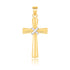 14k Two-Tone Gold Cross Pendant with a Center X Design - necklaces