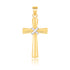 14k Two-Tone Gold Cross Pendant with a Center X Design by Avera Group