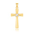 14k Two-Tone Gold Cross Pendant with a Center X Design 