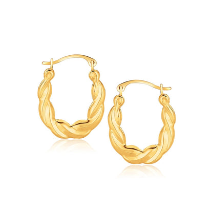10k Yellow Gold Oval Twist Hoop Earrings by Bids.com
